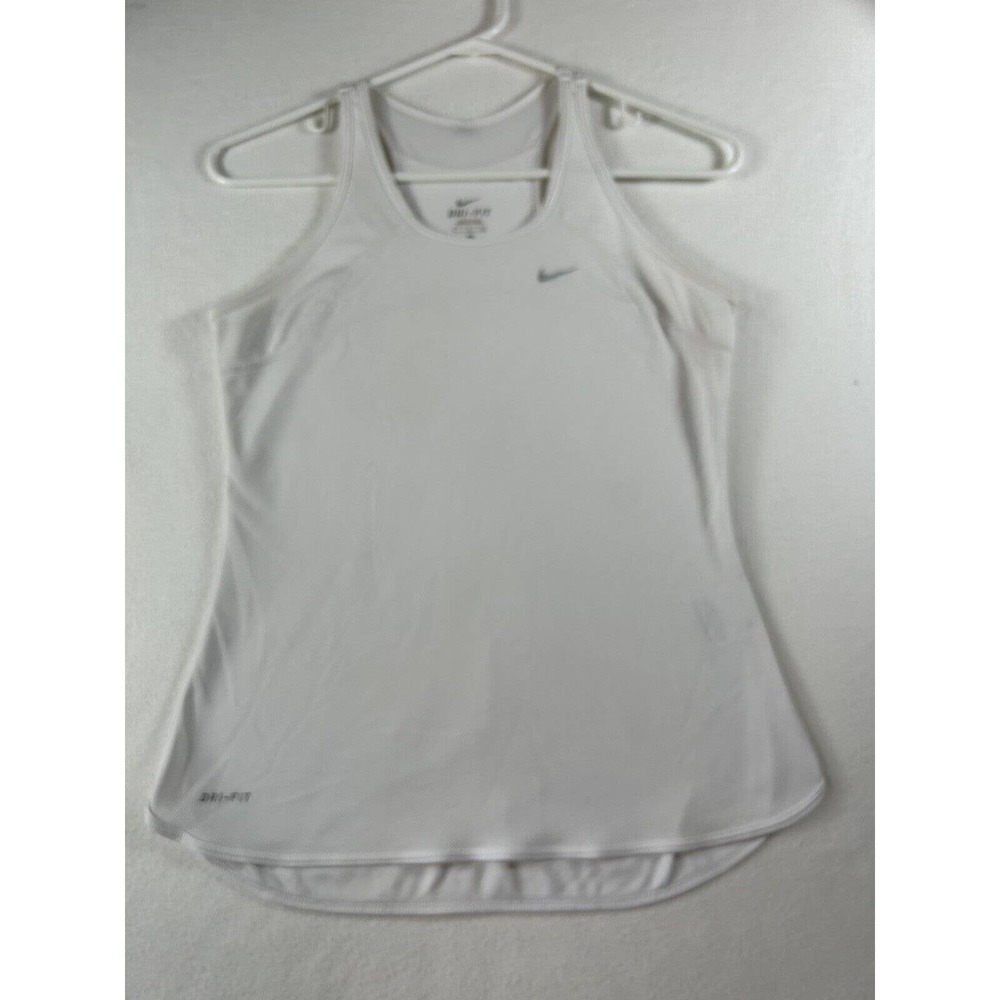 Nike Dri Fit Womens Activewear Tank Top Racerback Round Neck White Size Small